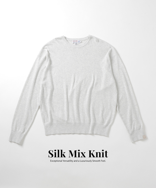 B.C STOCK（ベーセーストック）の「SILK MIX CREW NECK PULLOVER（ニット/セーター・メンズ・ブラック/グレー/ホワイト系その他/ブルー系その他・MEDIUM/LARGE/X-LARGE）」の2枚目の写真