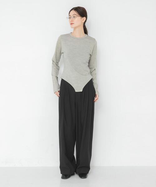 URBAN RESEARCH(アーバンリサーチ)の「new basic WASHABLE WOOL CONTOUR TOP(Tシャツ/カットソー・レディース・ホワイト系その他/チャコールグレー/ブラック系その他・FREE)」の7枚目の写真