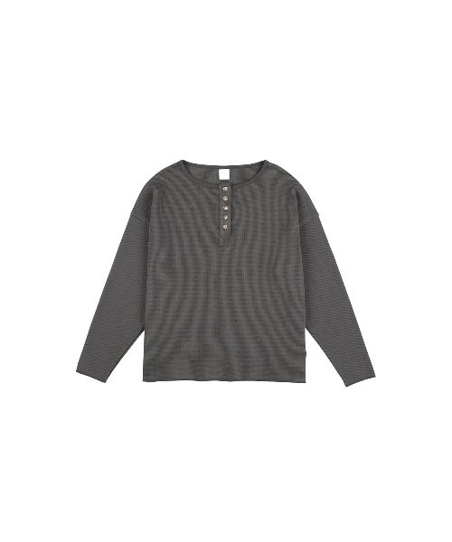 ALEXIA STAM(アリシアスタン)の「Waffle Henley Top /ワッフルヘンリーネックトップス(Tシャツ/カットソー・レディース・ホワイト/チャコールグレー/グレー・FREE)」の11枚目の写真