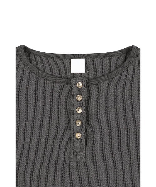 ALEXIA STAM(アリシアスタン)の「Waffle Henley Top /ワッフルヘンリーネックトップス(Tシャツ/カットソー・レディース・ホワイト/チャコールグレー/グレー・FREE)」の14枚目の写真