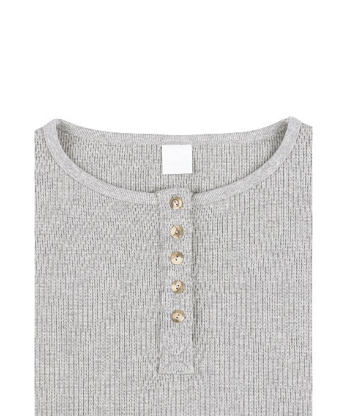 ALEXIA STAM(アリシアスタン)の「Waffle Henley Top /ワッフルヘンリーネックトップス(Tシャツ/カットソー・レディース・ホワイト/チャコールグレー/グレー・FREE)」の19枚目の写真