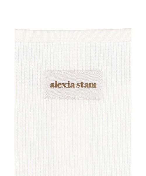 ALEXIA STAM(アリシアスタン)の「Waffle Henley Top /ワッフルヘンリーネックトップス(Tシャツ/カットソー・レディース・ホワイト/チャコールグレー/グレー・FREE)」の8枚目の写真