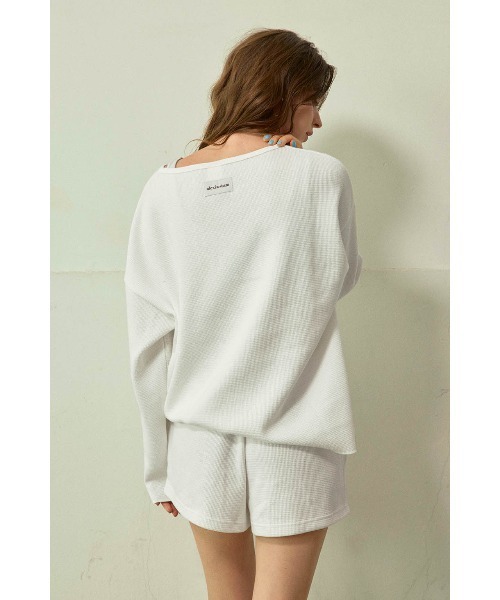 ALEXIA STAM(アリシアスタン)の「Waffle Henley Top /ワッフルヘンリーネックトップス(Tシャツ/カットソー・レディース・ホワイト/チャコールグレー/グレー・FREE)」の21枚目の写真