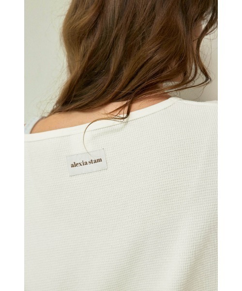 ALEXIA STAM(アリシアスタン)の「Waffle Henley Top /ワッフルヘンリーネックトップス(Tシャツ/カットソー・レディース・ホワイト/チャコールグレー/グレー・FREE)」の22枚目の写真