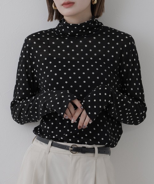 FUNALIVE(ファンアライブ)の「mark and plus ドットタートルネックカットソー 長袖(Tシャツ/カットソー・レディース・ネイビー・M)」の2枚目の写真