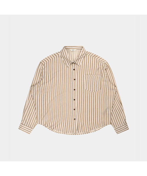 PIGMENT（ピグメント）の「ツーピンタック配色ストライプブラウス (KYNB2606190)（シャツ/ブラウス・レディース・アイボリー/ベージュ・FREE）」の2枚目の写真