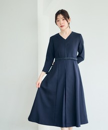 配色フロントプリーツワンピース