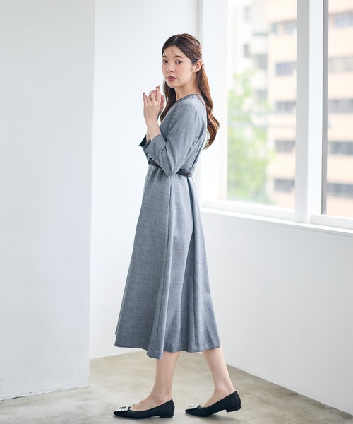 12Twelve Agenda（トゥエルブ　アジェンダ）の「配色フロントプリーツワンピース（ワンピース・レディース・グレー/ネイビー・M）」の7枚目の写真