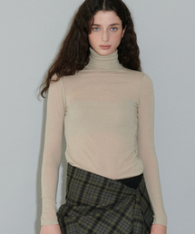 CLASSIC WOOL HIGH NECK T-SHIRT, BEIGE