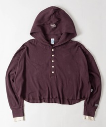 【15】〔DISCUS/ディスカス〕ヘンリーネック ワッフルフード クロップドロンT レディース