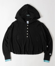 【15】〔DISCUS/ディスカス〕ヘンリーネック ワッフルフード クロップドロンT レディース