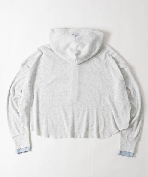 DISCUS（ディスカス）の「【15】〔DISCUS/ディスカス〕ヘンリーネック ワッフルフード クロップドロンT レディース（Tシャツ/カットソー・レディース・ブラック/オートミール/ワイン・LARGE/MEDIUM）」の5枚目の写真
