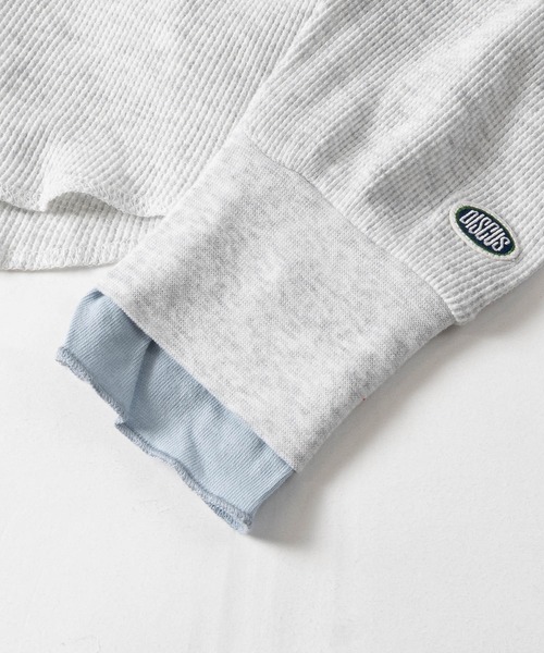 DISCUS（ディスカス）の「【15】〔DISCUS/ディスカス〕ヘンリーネック ワッフルフード クロップドロンT レディース（Tシャツ/カットソー・レディース・ブラック/オートミール/ワイン・LARGE/MEDIUM）」の12枚目の写真