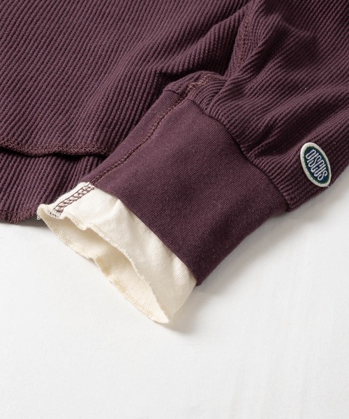 DISCUS（ディスカス）の「【15】〔DISCUS/ディスカス〕ヘンリーネック ワッフルフード クロップドロンT レディース（Tシャツ/カットソー・レディース・ブラック/オートミール/ワイン・LARGE/MEDIUM）」の16枚目の写真