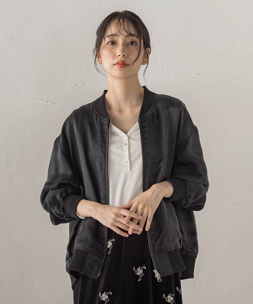 Droite lautreamont(ドロワットロートレアモン)の「キュプラブルゾン(ブルゾン・レディース・ブラウン/ブラック・M)」の2枚目の写真