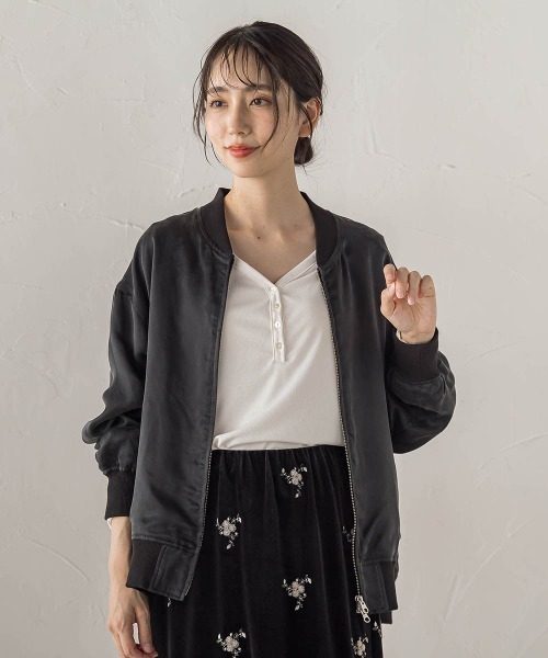 Droite lautreamont(ドロワットロートレアモン)の「キュプラブルゾン(ブルゾン・レディース・ブラウン/ブラック・M)」の18枚目の写真