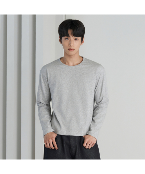 HYOJI(ヒョージ)の「26 FW ユーネックロングスリーブクロップTシャツ (3カラー)(Tシャツ/カットソー・メンズ・ホワイト/グレー/ブラック/チャコール・M/X-LARGE/L)」の3枚目の写真