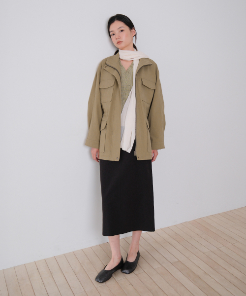 MOUI（モウイ）の「Washed cotton fatigue skirt (BLACK)（スカート・レディース・その他・SMALL/MEDIUM）」の4枚目の写真