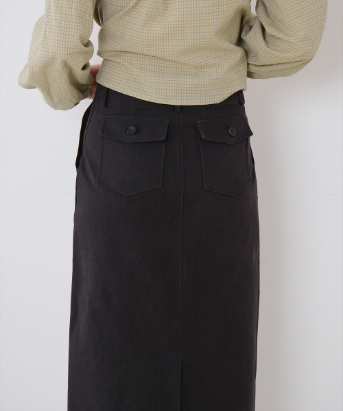MOUI（モウイ）の「Washed cotton fatigue skirt (BLACK)（スカート・レディース・その他・SMALL/MEDIUM）」の5枚目の写真