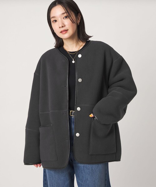 green label relaxing(グリーンレーベルリラクシング)の「【WEB限定】<at ease>フリース ボア リバーシブル ブルゾン(その他アウター・レディース・ダークグレー/オフホワイト/ダークブラウン・SHORT/36/38)」の4枚目の写真