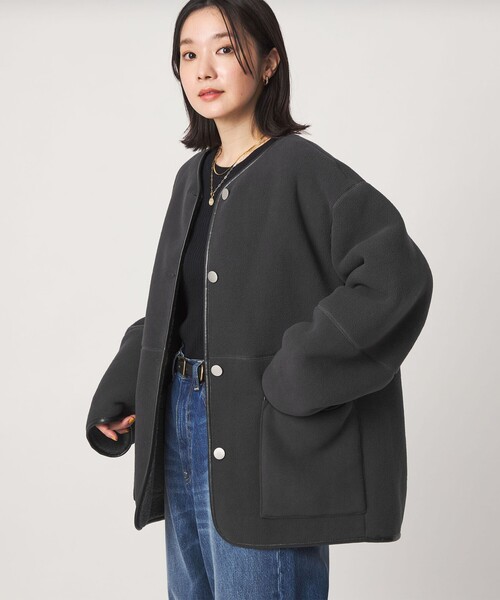 green label relaxing(グリーンレーベルリラクシング)の「【WEB限定】<at ease>フリース ボア リバーシブル ブルゾン(その他アウター・レディース・ダークグレー/オフホワイト/ダークブラウン・SHORT/36/38)」の5枚目の写真