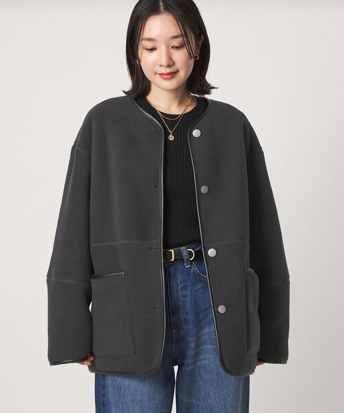 green label relaxing(グリーンレーベルリラクシング)の「【WEB限定】<at ease>フリース ボア リバーシブル ブルゾン(その他アウター・レディース・ダークグレー/オフホワイト/ダークブラウン・SHORT/36/38)」の6枚目の写真