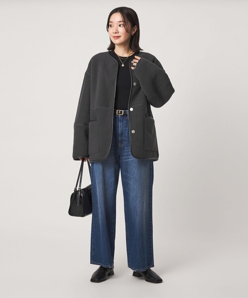 green label relaxing(グリーンレーベルリラクシング)の「【WEB限定】<at ease>フリース ボア リバーシブル ブルゾン(その他アウター・レディース・ダークグレー/オフホワイト/ダークブラウン・SHORT/36/38)」の8枚目の写真