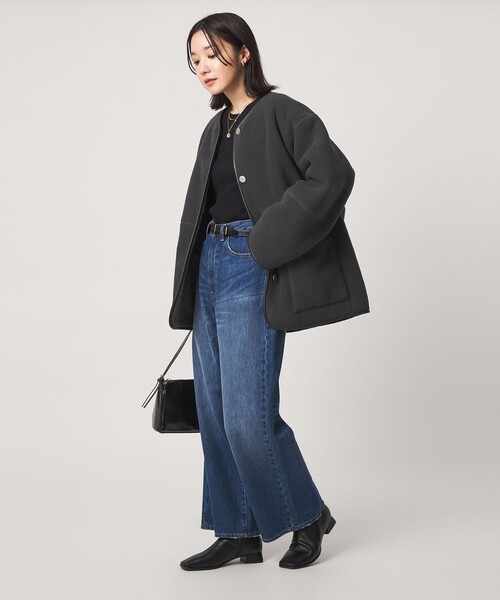 green label relaxing(グリーンレーベルリラクシング)の「【WEB限定】<at ease>フリース ボア リバーシブル ブルゾン(その他アウター・レディース・ダークグレー/オフホワイト/ダークブラウン・SHORT/36/38)」の9枚目の写真