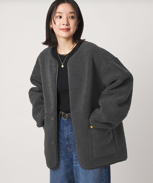 green label relaxing(グリーンレーベルリラクシング)の「【WEB限定】<at ease>フリース ボア リバーシブル ブルゾン(その他アウター・レディース・ダークグレー/オフホワイト/ダークブラウン・SHORT/36/38)」の10枚目の写真