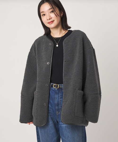 green label relaxing(グリーンレーベルリラクシング)の「【WEB限定】<at ease>フリース ボア リバーシブル ブルゾン(その他アウター・レディース・ダークグレー/オフホワイト/ダークブラウン・SHORT/36/38)」の11枚目の写真