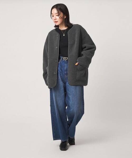 green label relaxing(グリーンレーベルリラクシング)の「【WEB限定】<at ease>フリース ボア リバーシブル ブルゾン(その他アウター・レディース・ダークグレー/オフホワイト/ダークブラウン・SHORT/36/38)」の14枚目の写真