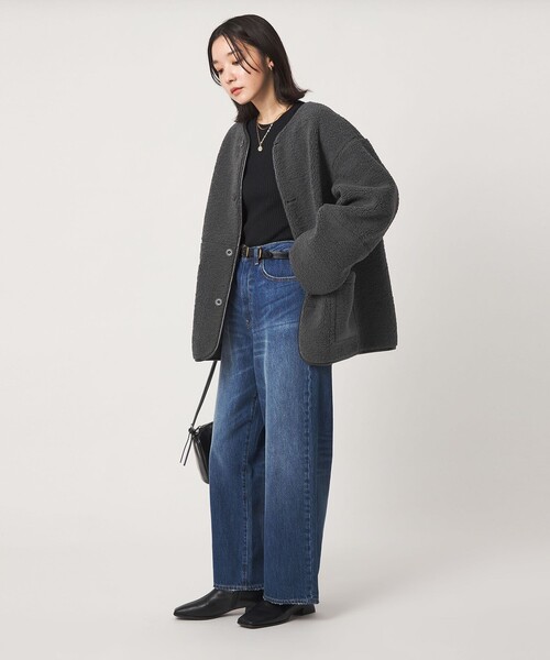 green label relaxing(グリーンレーベルリラクシング)の「【WEB限定】<at ease>フリース ボア リバーシブル ブルゾン(その他アウター・レディース・ダークグレー/オフホワイト/ダークブラウン・SHORT/36/38)」の16枚目の写真