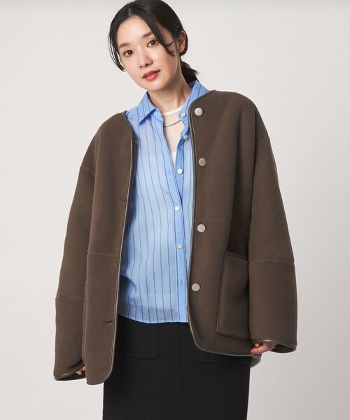 green label relaxing(グリーンレーベルリラクシング)の「【WEB限定】<at ease>フリース ボア リバーシブル ブルゾン(その他アウター・レディース・ダークグレー/オフホワイト/ダークブラウン・SHORT/36/38)」の20枚目の写真