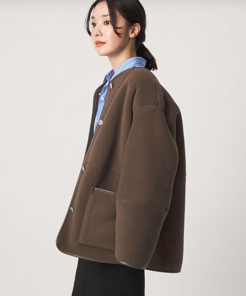 green label relaxing(グリーンレーベルリラクシング)の「【WEB限定】<at ease>フリース ボア リバーシブル ブルゾン(その他アウター・レディース・ダークグレー/オフホワイト/ダークブラウン・SHORT/36/38)」の21枚目の写真