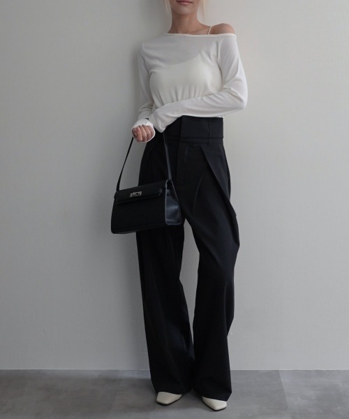 Rashik（ラシク）の「【Rashik】ワンショルダーフィットトップス（Tシャツ/カットソー・レディース・ホワイト/ブラック/グレー/ピンク・FREE）」の9枚目の写真