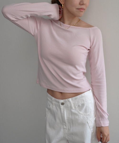 Rashik（ラシク）の「【Rashik】ワンショルダーフィットトップス（Tシャツ/カットソー・レディース・ホワイト/ブラック/グレー/ピンク・FREE）」の10枚目の写真