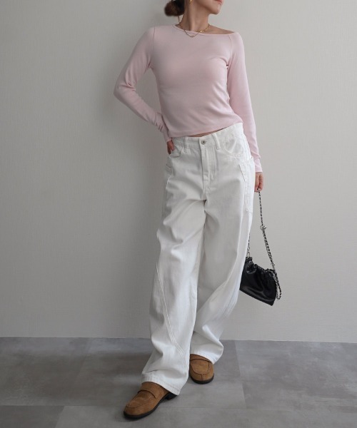 Rashik（ラシク）の「【Rashik】ワンショルダーフィットトップス（Tシャツ/カットソー・レディース・ホワイト/ブラック/グレー/ピンク・FREE）」の11枚目の写真