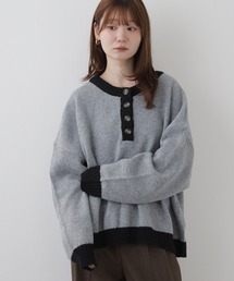 ヘンリーネックプルオーバーニット