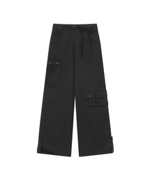 Shirring pocket wide pants BLACK