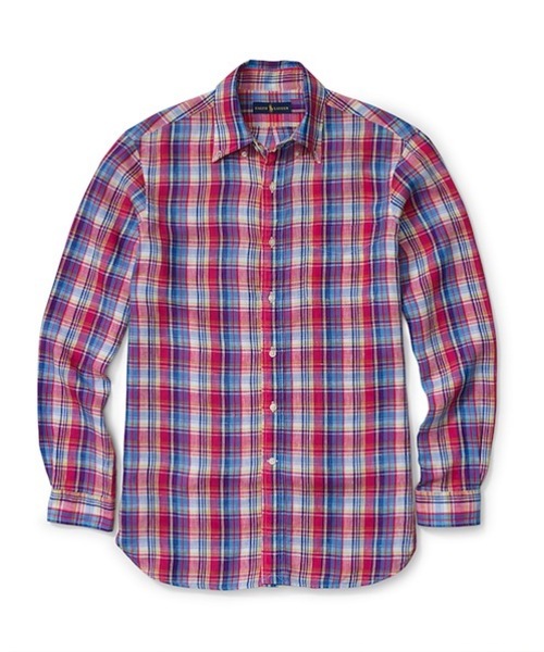 POLO RALPH LAUREN（ポロ ラルフ ローレン）の「プラッド リネン スポーツ シャツ（シャツ/ブラウス・メンズ・レッド系その他/ネイビー・MEDIUM/SMALL/LARGE/X-SMALL/X-LARGE）」の2枚目の写真