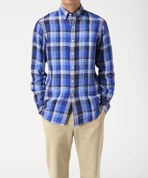 POLO RALPH LAUREN（ポロ ラルフ ローレン）の「プラッド リネン スポーツ シャツ（シャツ/ブラウス・メンズ・レッド系その他/ネイビー・MEDIUM/SMALL/LARGE/X-SMALL/X-LARGE）」の9枚目の写真