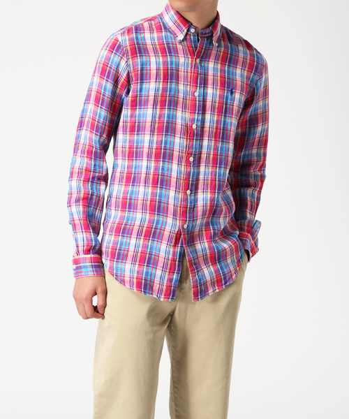 POLO RALPH LAUREN（ポロ ラルフ ローレン）の「プラッド リネン スポーツ シャツ（シャツ/ブラウス・メンズ・レッド系その他/ネイビー・MEDIUM/SMALL/LARGE/X-SMALL/X-LARGE）」の10枚目の写真