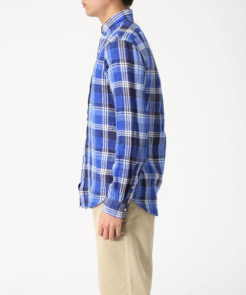 POLO RALPH LAUREN（ポロ ラルフ ローレン）の「プラッド リネン スポーツ シャツ（シャツ/ブラウス・メンズ・レッド系その他/ネイビー・MEDIUM/SMALL/LARGE/X-SMALL/X-LARGE）」の3枚目の写真