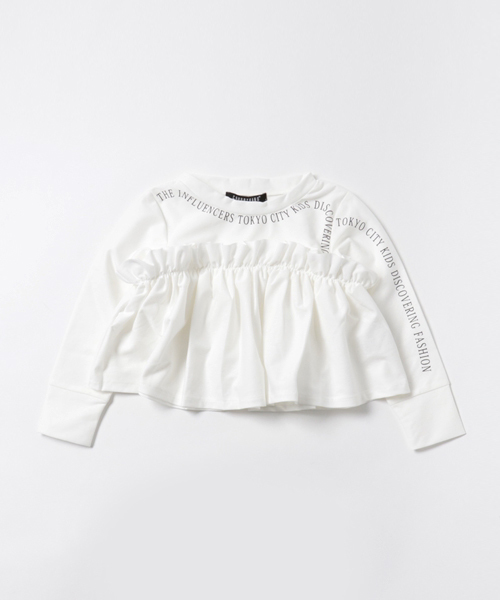 CHUBBYGANG（チャビーギャング）の「フリルデザインロングTシャツ（シャツ/ブラウス・キッズ・ブラック/インディゴブルー/ホワイト・120/160/110/130/140/150/100）」の8枚目の写真