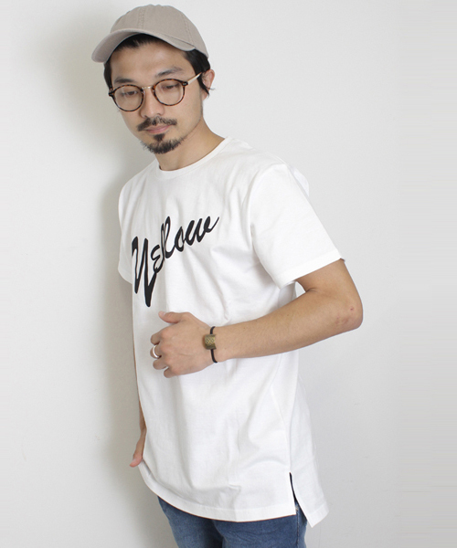YELLOW RUBY（イエロールビー）の「Yellow s/s Long Tee / ロングシルエット（Tシャツ/カットソー・メンズ・ホワイト/ブラック/ミックスグレー・MEDIUM/LARGE）」の2枚目の写真