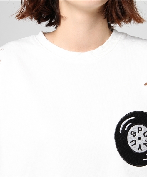 PUNYUS（プニュズ）の「レコード刺繍クラッシュスウェット（スウェット・レディース・ホワイト/ブラック/レッド/ピンク/イエロー/グリーン・4/3）」の14枚目の写真