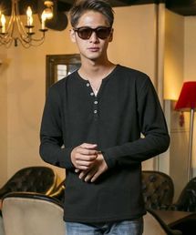 A.S.M | マイクロチェックジャガード/ヘンリーネックT(Tシャツ/カットソー)