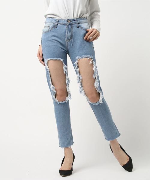 クラッシュダメージボーイズデニムパンツ（デニムパンツ