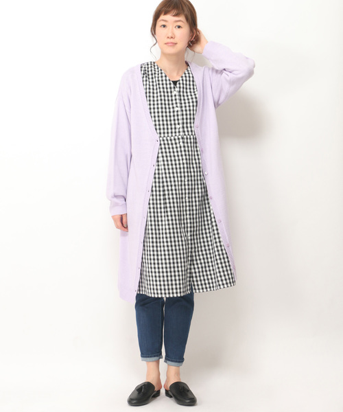 LBC(エルビーシー)の「バックベルトロングカーディガン(カーディガン/ボレロ・レディース・チャコールグレー/ライトパープル/ベージュ・MEDIUM/LARGE)」の3枚目の写真