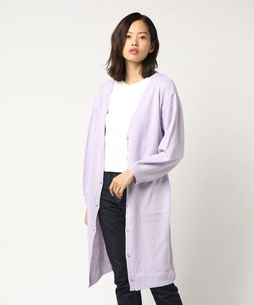 LBC(エルビーシー)の「バックベルトロングカーディガン(カーディガン/ボレロ・レディース・チャコールグレー/ライトパープル/ベージュ・MEDIUM/LARGE)」の6枚目の写真